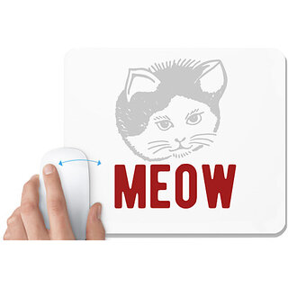                       UDNAG White Mousepad 'Cat | meow 1' for Computer / PC / Laptop [230 x 200 x 5mm]                                              
