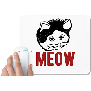                       UDNAG White Mousepad 'Cat | meow' for Computer / PC / Laptop [230 x 200 x 5mm]                                              