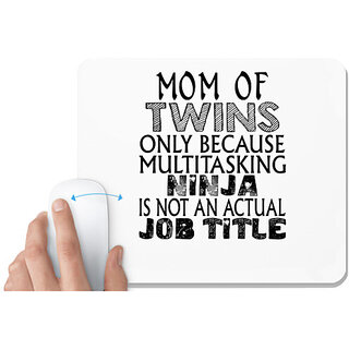                       UDNAG White Mousepad 'Mother | mom of twins only because' for Computer / PC / Laptop [230 x 200 x 5mm]                                              