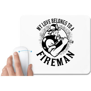UDNAG White Mousepad 'fireman | My love belongs' for Computer / PC / Laptop [230 x 200 x 5mm]