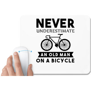                       UDNAG White Mousepad 'Cycling | Never Underestimate' for Computer / PC / Laptop [230 x 200 x 5mm]                                              