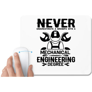                       UDNAG White Mousepad 'Mechanical Engineer | Never 2' for Computer / PC / Laptop [230 x 200 x 5mm]                                              