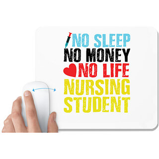                       UDNAG White Mousepad 'Nurse | No Sleep' for Computer / PC / Laptop [230 x 200 x 5mm]                                              