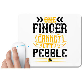                       UDNAG White Mousepad 'Pebble | One finger cannot lift a pebble' for Computer / PC / Laptop [230 x 200 x 5mm]                                              