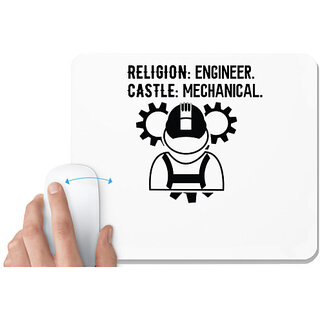                       UDNAG White Mousepad 'Mechanical Engineer | Religion' for Computer / PC / Laptop [230 x 200 x 5mm]                                              