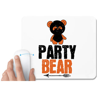                       UDNAG White Mousepad 'Bear | party bear' for Computer / PC / Laptop [230 x 200 x 5mm]                                              