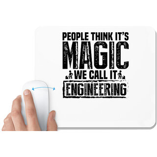                       UDNAG White Mousepad 'Engineer | People think 2' for Computer / PC / Laptop [230 x 200 x 5mm]                                              