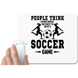                      UDNAG White Mousepad 'Soccer | People think' for Computer / PC / Laptop [230 x 200 x 5mm]                                              