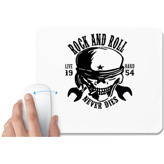                       UDNAG White Mousepad 'Death | Rock and roll' for Computer / PC / Laptop [230 x 200 x 5mm]                                              