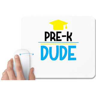                       UDNAG White Mousepad 'School | pre-k dude' for Computer / PC / Laptop [230 x 200 x 5mm]                                              