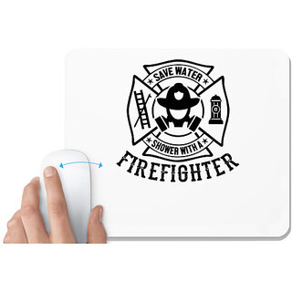                       UDNAG White Mousepad 'Fire Fighter | Save water' for Computer / PC / Laptop [230 x 200 x 5mm]                                              