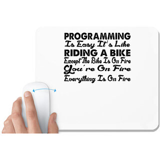                       UDNAG White Mousepad 'Programmer | programmming is easy it's like' for Computer / PC / Laptop [230 x 200 x 5mm]                                              