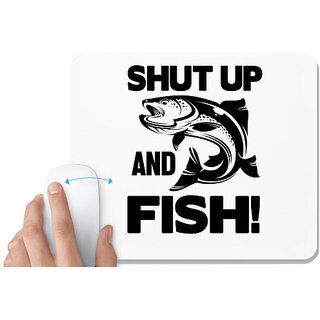                       UDNAG White Mousepad 'Fish | Shut up' for Computer / PC / Laptop [230 x 200 x 5mm]                                              