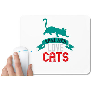                       UDNAG White Mousepad 'Cat | eal man love cats 1' for Computer / PC / Laptop [230 x 200 x 5mm]                                              