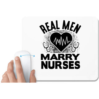                       UDNAG White Mousepad 'Nurse | Real men 2' for Computer / PC / Laptop [230 x 200 x 5mm]                                              