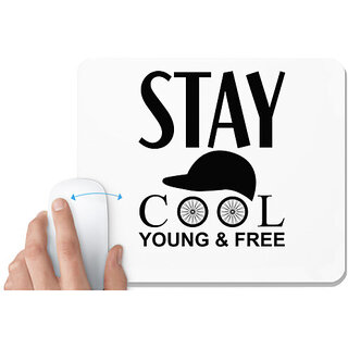                       UDNAG White Mousepad 'Cool | Stay Cool' for Computer / PC / Laptop [230 x 200 x 5mm]                                              