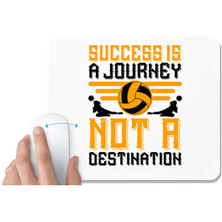                       UDNAG White Mousepad 'Vollyball | Success is a journey, not a destination' for Computer / PC / Laptop [230 x 200 x 5mm]                                              