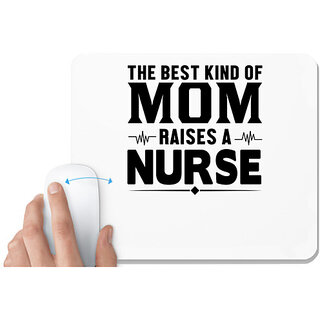                       UDNAG White Mousepad 'Mother Nurse | he best kind of mom' for Computer / PC / Laptop [230 x 200 x 5mm]                                              