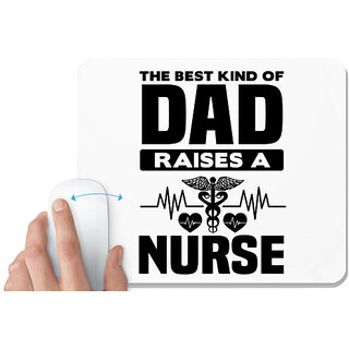                       UDNAG White Mousepad 'Father Nurse | The best kind of' for Computer / PC / Laptop [230 x 200 x 5mm]                                              