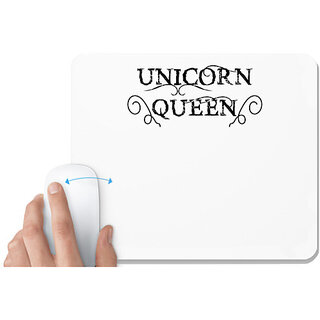                       UDNAG White Mousepad 'Queen | unicorn queen' for Computer / PC / Laptop [230 x 200 x 5mm]                                              