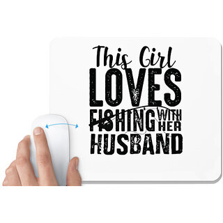                       UDNAG White Mousepad 'Fishing | This Girl' for Computer / PC / Laptop [230 x 200 x 5mm]                                              