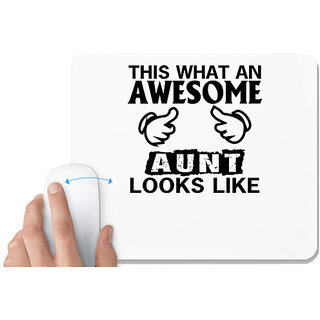                       UDNAG White Mousepad 'Awesome Aunt | this is what an awseome aunt' for Computer / PC / Laptop [230 x 200 x 5mm]                                              