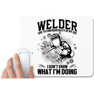                       UDNAG White Mousepad 'Welder | Welder due to' for Computer / PC / Laptop [230 x 200 x 5mm]                                              