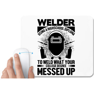                       UDNAG White Mousepad 'Welder | Welder using' for Computer / PC / Laptop [230 x 200 x 5mm]                                              