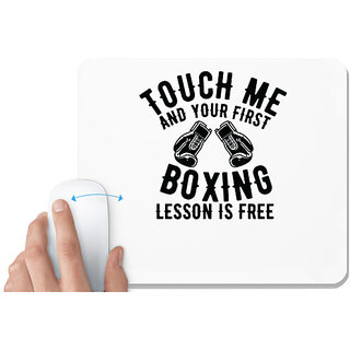                       UDNAG White Mousepad 'Boxing | Touch Me' for Computer / PC / Laptop [230 x 200 x 5mm]                                              