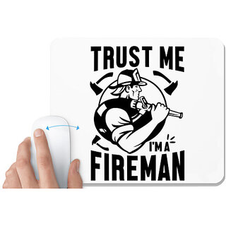                      UDNAG White Mousepad 'Fireman | Trust me 2' for Computer / PC / Laptop [230 x 200 x 5mm]                                              