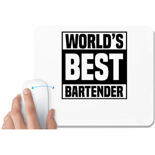                       UDNAG White Mousepad 'Bartender | World's best' for Computer / PC / Laptop [230 x 200 x 5mm]                                              