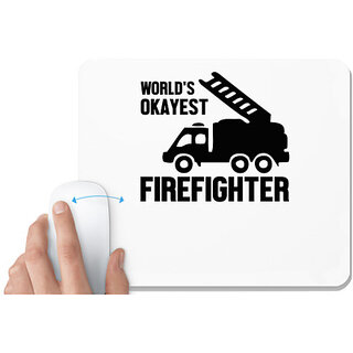                       UDNAG White Mousepad 'Firefighter | World's okayest-1' for Computer / PC / Laptop [230 x 200 x 5mm]                                              