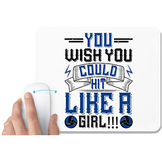                       UDNAG White Mousepad 'Girl | You wish you could hit like a girl!!!!!!' for Computer / PC / Laptop [230 x 200 x 5mm]                                              