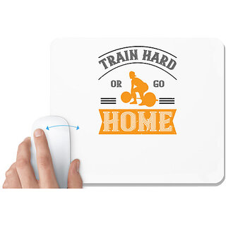                       UDNAG White Mousepad 'Gym Work out | train hard or go home' for Computer / PC / Laptop [230 x 200 x 5mm]                                              