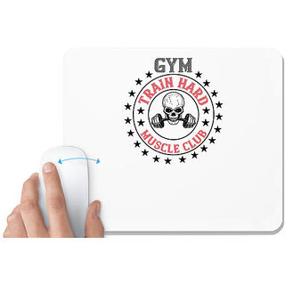                       UDNAG White Mousepad 'Gym Work out | gym train hard mucle club' for Computer / PC / Laptop [230 x 200 x 5mm]                                              