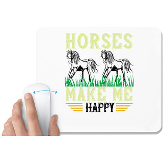                       UDNAG White Mousepad 'Horse | horses make me happy' for Computer / PC / Laptop [230 x 200 x 5mm]                                              