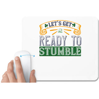                       UDNAG White Mousepad 'Stumble, Picnic, Trip | lets get ready to stumble' for Computer / PC / Laptop [230 x 200 x 5mm]                                              