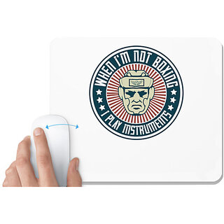                       UDNAG White Mousepad 'Boxing | When I'm not boxing, I play instruments' for Computer / PC / Laptop [230 x 200 x 5mm]                                              