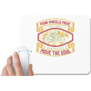                       UDNAG White Mousepad 'Rider | Four wheels move the body,' for Computer / PC / Laptop [230 x 200 x 5mm]                                              