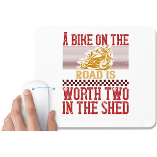                       UDNAG White Mousepad 'Rider | A bike on the worth two in the shet' for Computer / PC / Laptop [230 x 200 x 5mm]                                              