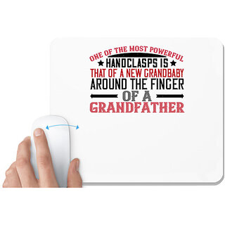                       UDNAG White Mousepad 'Grand Father | One of the most powerful handclasps' for Computer / PC / Laptop [230 x 200 x 5mm]                                              