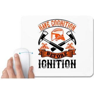                       UDNAG White Mousepad 'Fireman Firefighter | Have cognition before ignition' for Computer / PC / Laptop [230 x 200 x 5mm]                                              