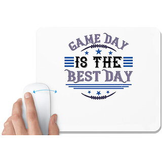                       UDNAG White Mousepad 'Game day | Game day is the best day' for Computer / PC / Laptop [230 x 200 x 5mm]                                              