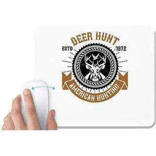                       UDNAG White Mousepad 'Hunting | dear hunt american hunting club' for Computer / PC / Laptop [230 x 200 x 5mm]                                              