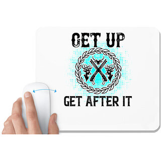                       UDNAG White Mousepad 'Hunting | Get up get after it' for Computer / PC / Laptop [230 x 200 x 5mm]                                              