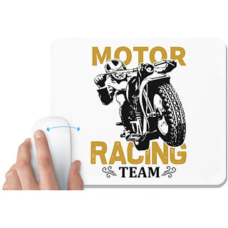                       UDNAG White Mousepad 'Rider | Motor' for Computer / PC / Laptop [230 x 200 x 5mm]                                              
