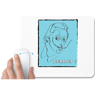                       UDNAG White Mousepad '| Curious' for Computer / PC / Laptop [230 x 200 x 5mm]                                              