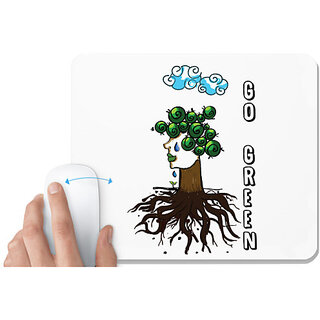                       UDNAG White Mousepad '| Go Green' for Computer / PC / Laptop [230 x 200 x 5mm]                                              
