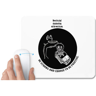                       UDNAG White Mousepad 'Be positive | Be strong and choose to be positive' for Computer / PC / Laptop [230 x 200 x 5mm]                                              