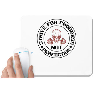                      UDNAG White Mousepad 'Gym | strive for progress not perfection' for Computer / PC / Laptop [230 x 200 x 5mm]                                              